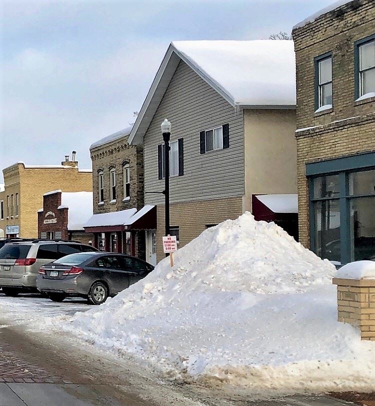 Snow pile on city street