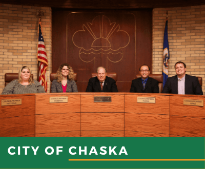 City of Chaska, City Council Meeting, City Council Members sitting in Council Chambers